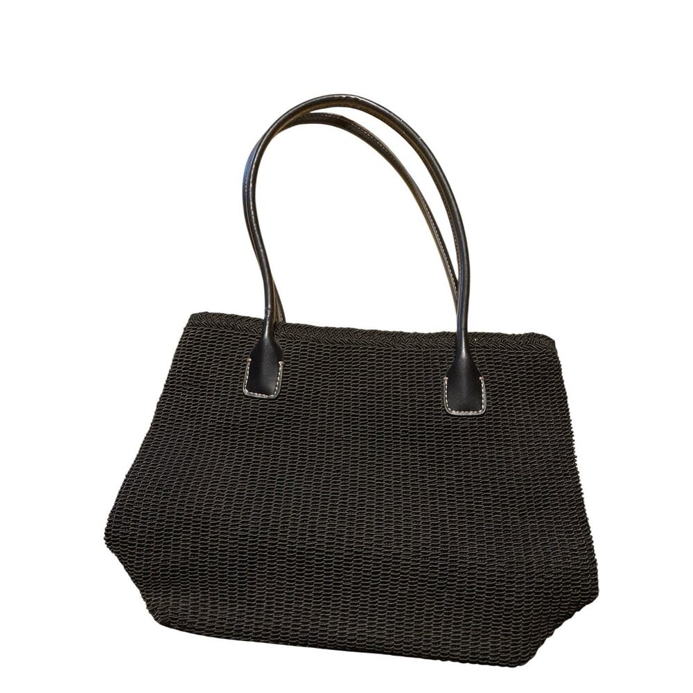 Liz Claiborne‎ Black Basket Weave Woven Shoulder Bag Purse Handbag